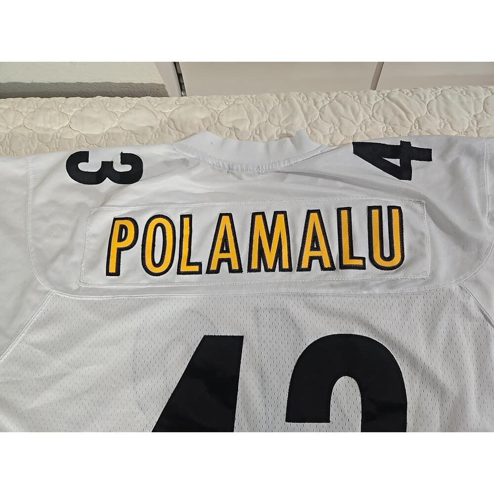 Troy Polamalu #43 Pittsburgh Steelers Reebok Super Bowl XL Jersey L White #0262